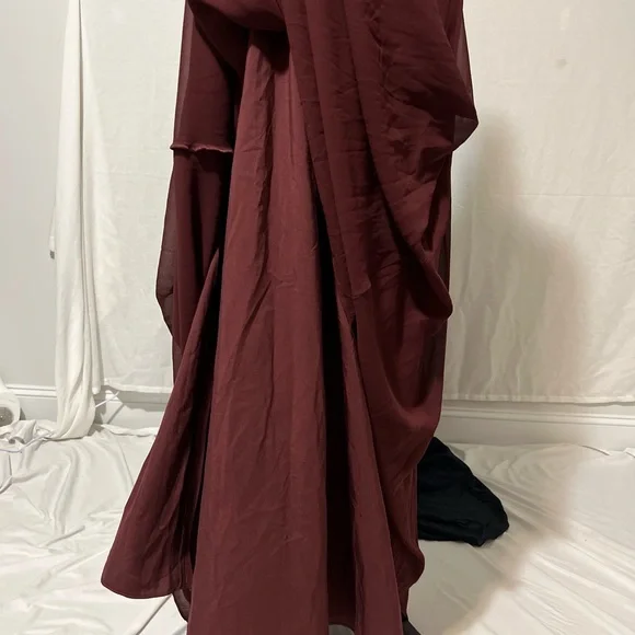 Elegant Maxi Chiffon Bridesmaid Dress Sleeveless Prom Evening Party Size S Wine - Picture 5 of 9